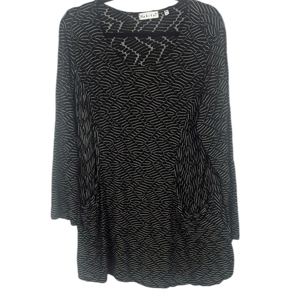 Habitat Black White Stretch Rayon Blend Tunic Top with Pockets Size XL - Picture 1 of 12